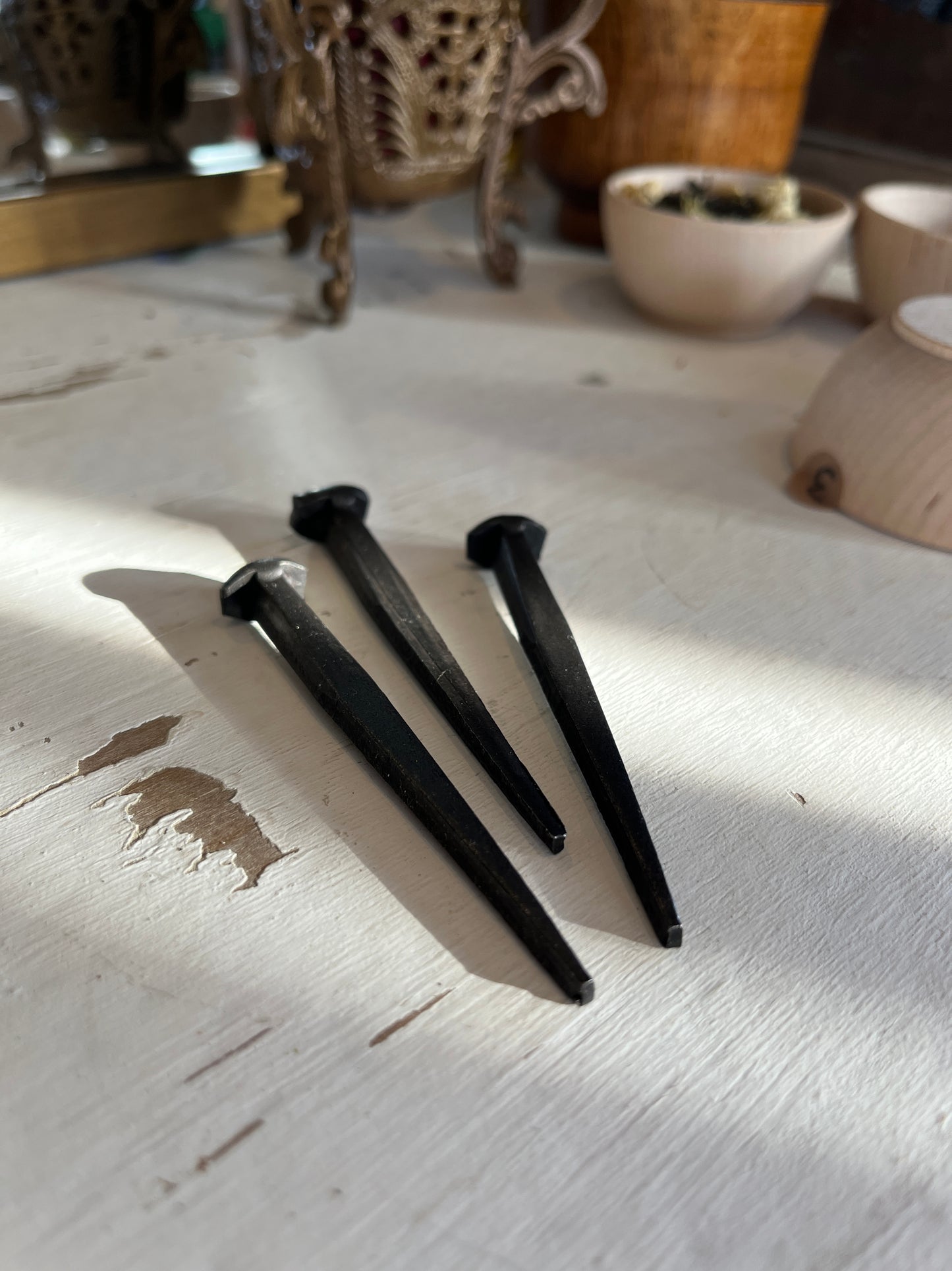 Wrought iron coffin nail (3”)